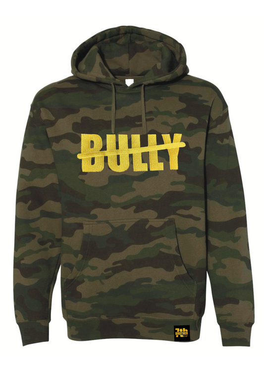 ANTI-BULLY LOGO GOLD EMBROIDERED HOODIE-GREEN CAMO